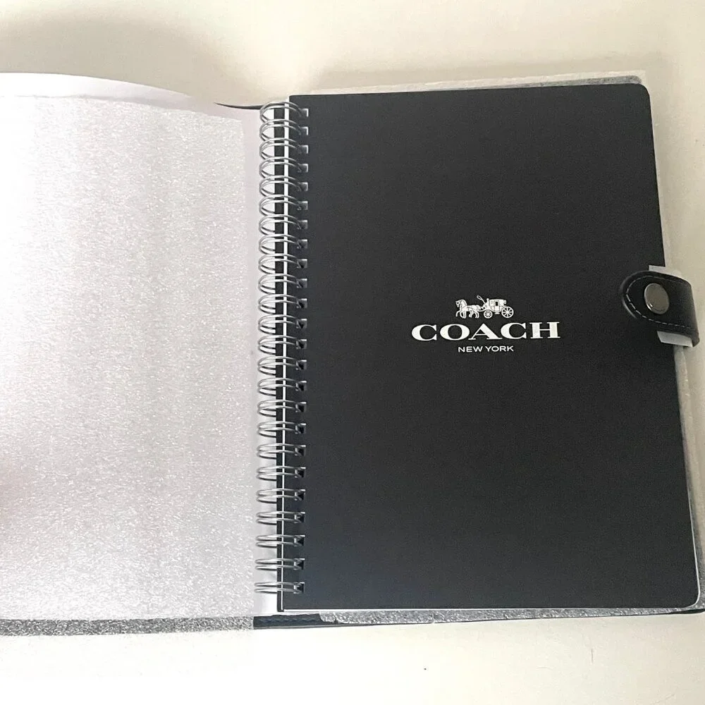 Coach CCP98 Boxed Notebook & Pencil Case Black Signature Canvas Penguin Leather